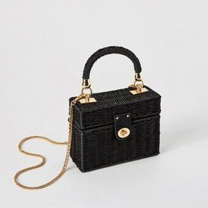 Zara Woven Black Box Bag